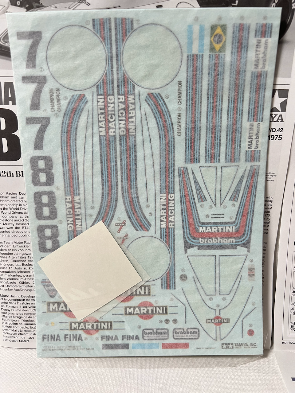 Tamiya 1/12 MARTINI BRABHAM BT44B 1975 Big Scale Series 42 Plastic Model Kit